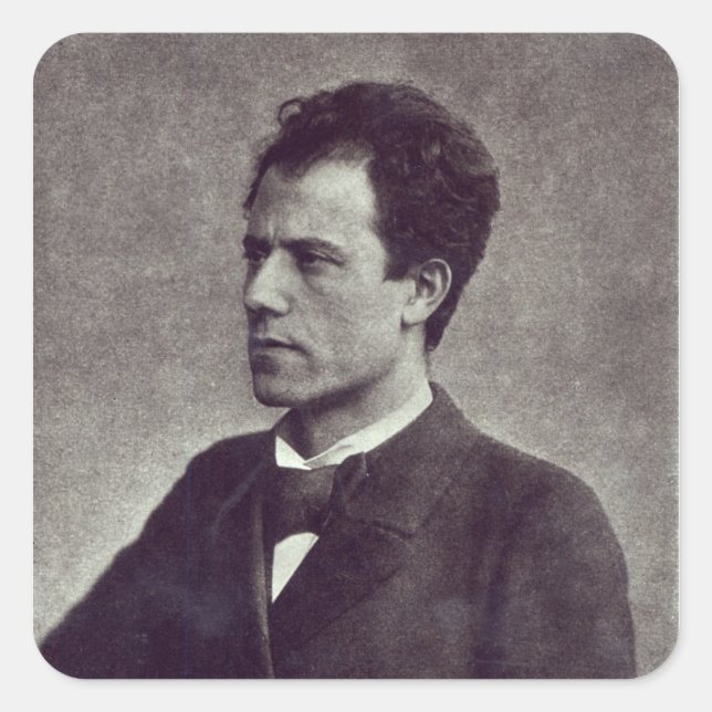 Pegatina Cuadrada Retrato de Gustav Mahler, 1897 (Anverso)