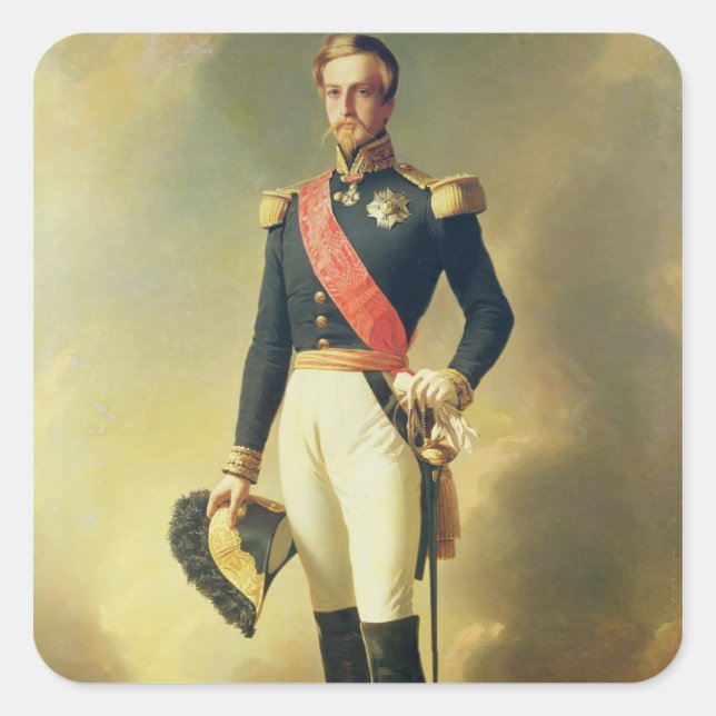 Pegatina Cuadrada Retrato de Henri-Eugene-Philippe-Louis (Anverso)