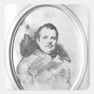 Pegatina Cuadrada Retrato de Honore de Balzac c.1820