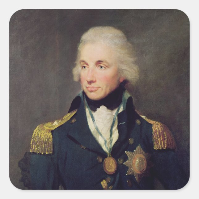 Pegatina Cuadrada Retrato de Horatio Nelson , Viscount Nelson (Anverso)