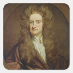 Pegatina Cuadrada Retrato de Isaac Newton 1702