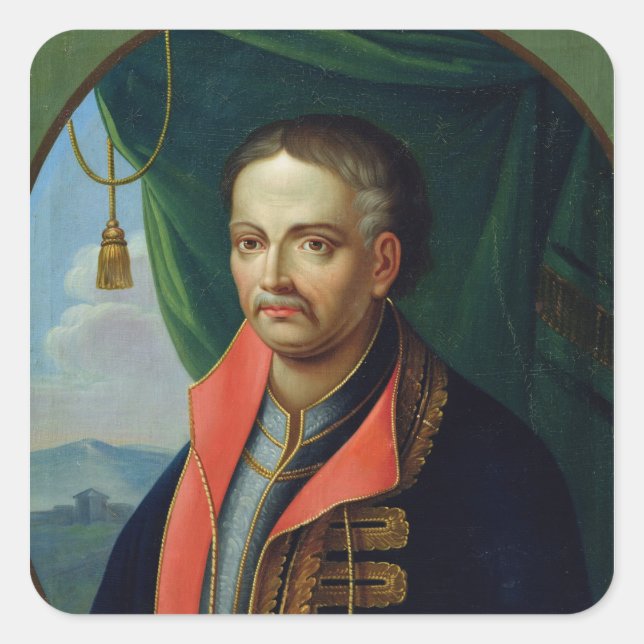 Pegatina Cuadrada Retrato de Ivan Mazepa (Anverso)