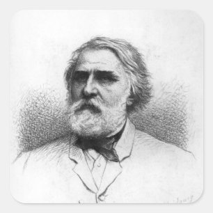 Pegatina Cuadrada Retrato de Ivan Turgenev