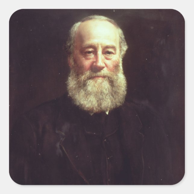Pegatina Cuadrada Retrato de James Prescott Joule (Anverso)