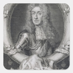 Pegatina Cuadrada Retrato de James VII de Escocia, II de Inglaterra
