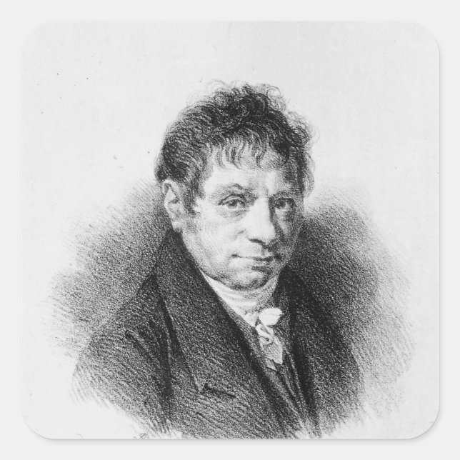 Pegatina Cuadrada Retrato de Jean Baptiste Say (Anverso)
