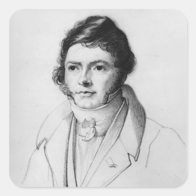 Pegatina Cuadrada Retrato de Jean-François Champollion , 1830 (Anverso)