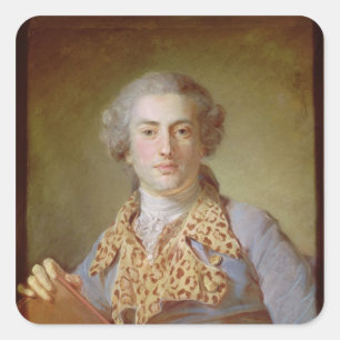 Pegatina Cuadrada Retrato de Jean-Georges Noverre , 1764