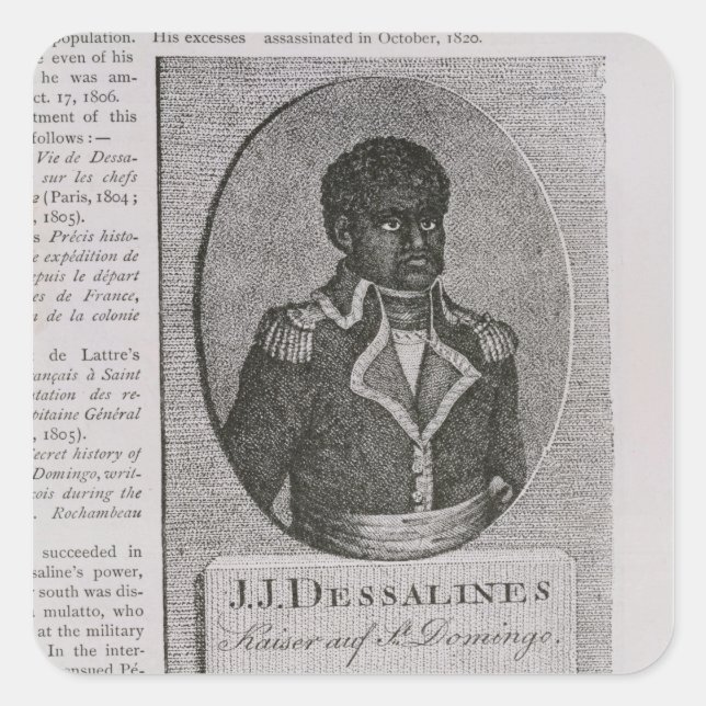 Pegatina Cuadrada Retrato de Jean-Jacques Dessalines (Anverso)
