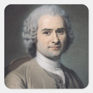 Pegatina Cuadrada Retrato de Jean Jacques Rousseau
