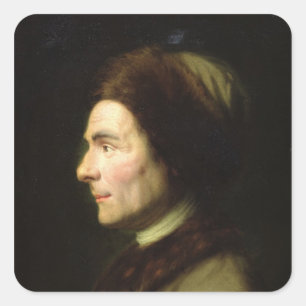 Pegatina Cuadrada Retrato de Jean-Jacques Rousseau