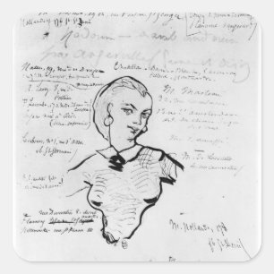 Pegatina Cuadrada Retrato de Jeanne Duval