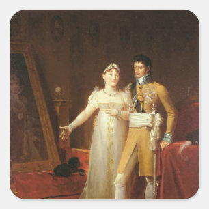 Pegatina Cuadrada Retrato de Jerome Bonaparte y su esposa