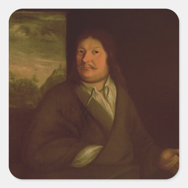 Pegatina Cuadrada Retrato de Johann Ambrosius Bach , 1685 (Anverso)