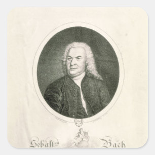 Pegatina Cuadrada Retrato de Johann Sebastian Bach