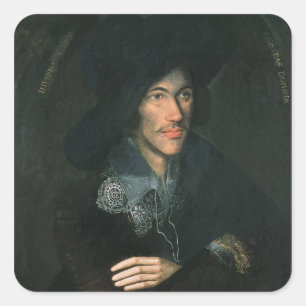 Pegatina Cuadrada Retrato de John Donne, c.1595