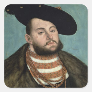 Pegatina Cuadrada Retrato de John Frederick el Magnánimo (1503-5)