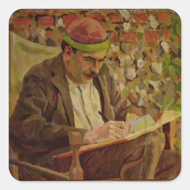 Pegatina Cuadrada Retrato de John Maynard Keynes (1883-1946) (petról (Anverso)