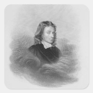 Pegatina Cuadrada Retrato de John Milton (1608-74) grabado por