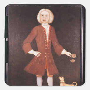 Pegatina Cuadrada Retrato de Jonathan Bentham, c.1725