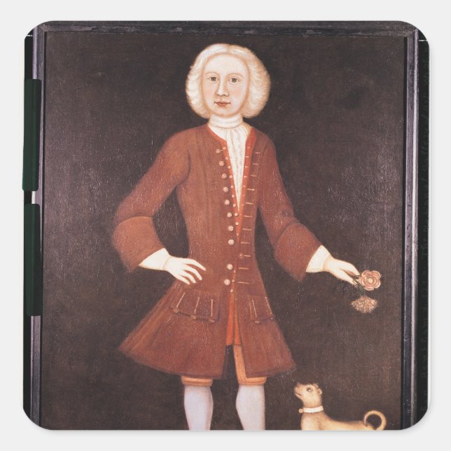 Pegatina Cuadrada Retrato de Jonathan Bentham, c.1725 (Anverso)