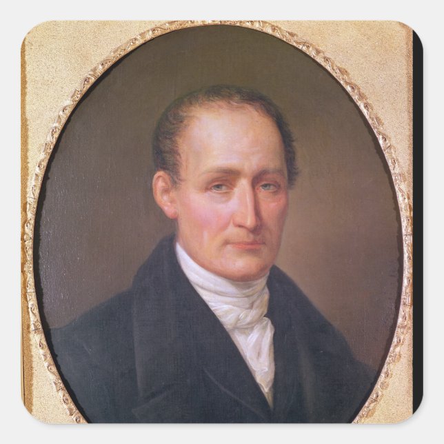 Pegatina Cuadrada Retrato de Joseph Nicephore Niepce 1854 (Anverso)