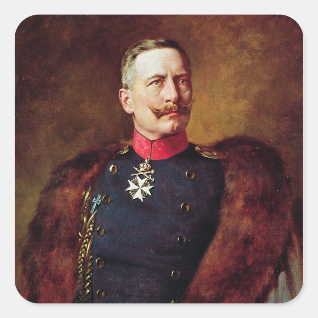 Pegatina Cuadrada Retrato de Kaiser Wilhelm II (Anverso)