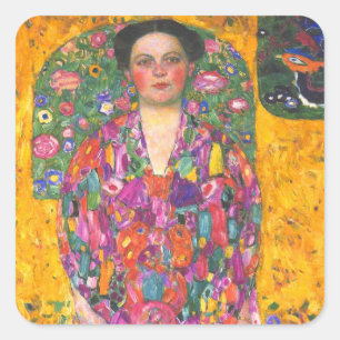 Pegatina Cuadrada Retrato de Klimt de Eugenia Primavesi