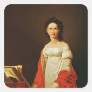 Pegatina Cuadrada Retrato de la cantante Anna Borunova, 1821