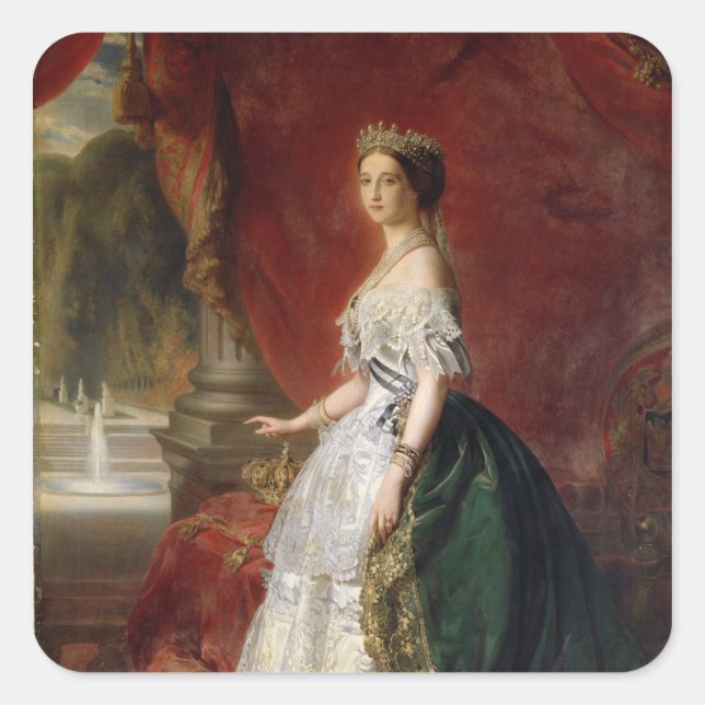 Pegatina Cuadrada Retrato de la emperatriz Eugenie de Francia (Anverso)