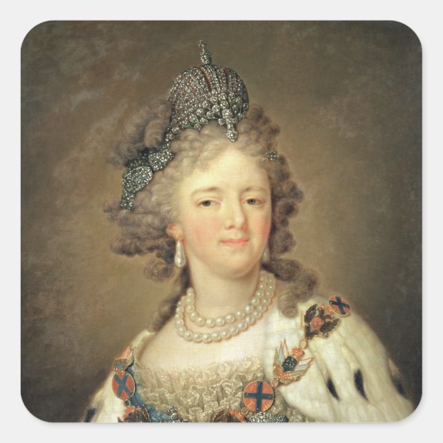 Pegatina Cuadrada Retrato de la emperatriz Maria Fyodorovna (Anverso)