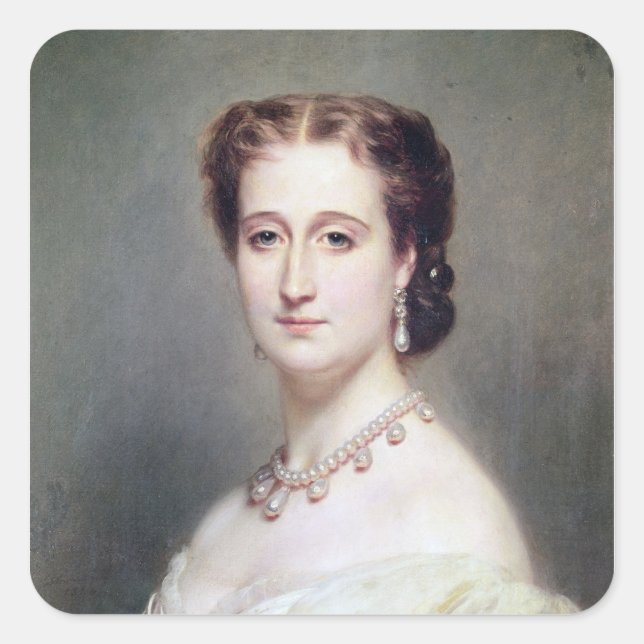Pegatina Cuadrada Retrato de la Eugenie de la Emperatriz (Anverso)