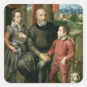 Pegatina Cuadrada Retrato de la familia del artista, Minerva