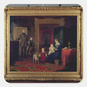 Pegatina Cuadrada Retrato de la familia Van Cortland, c.1830