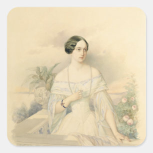Pegatina Cuadrada Retrato de la Gran Duquesa Olga Nikolaevna, 1846