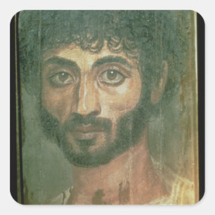 Pegatina Cuadrada Retrato de la momia de un hombre, de Fayum,