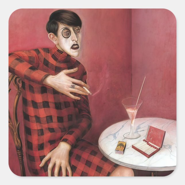 Pegatina Cuadrada Retrato de la periodista Sylvia Von Harden Otto (Anverso)