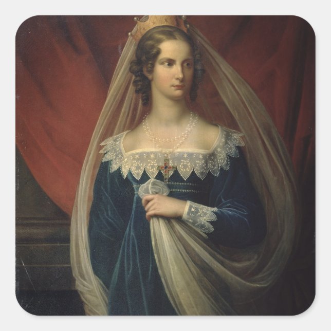 Pegatina Cuadrada Retrato de la princesa Charlotte von Preussen (Anverso)