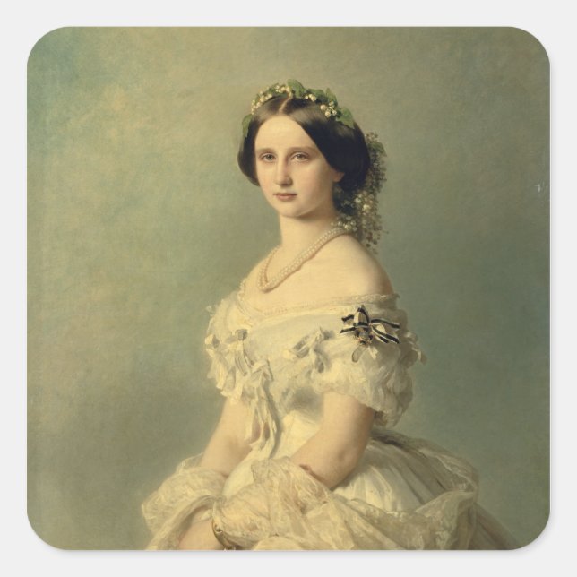 Pegatina Cuadrada Retrato de la princesa de Baden, 1856 (Anverso)