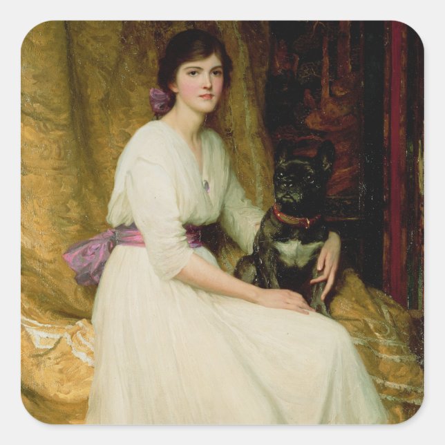 Pegatina Cuadrada Retrato de la señorita Dorothy Dicksee (Anverso)