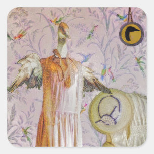 Pegatina Cuadrada Retrato de la Sra. Smew