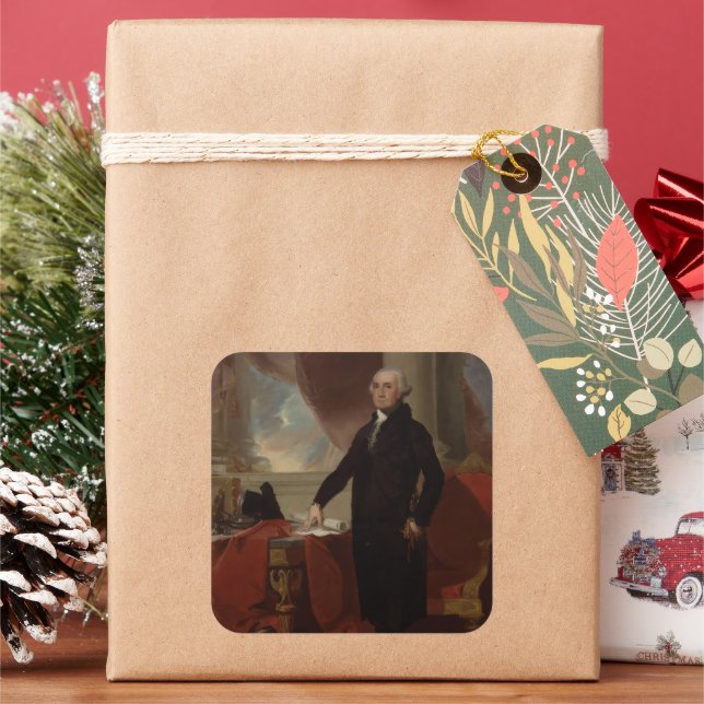 Pegatina Cuadrada Retrato de Lansdowne: Presidente de Estados Unidos (Vacaciones)