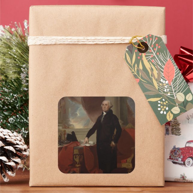 Pegatina Cuadrada Retrato de Lansdowne: Presidente de Estados Unidos (Vacaciones)