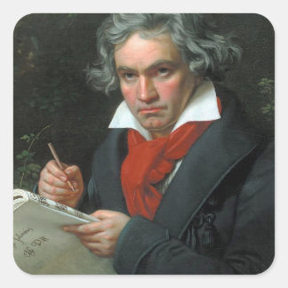 Pegatina Cuadrada Retrato de Ludwig van Beethoven