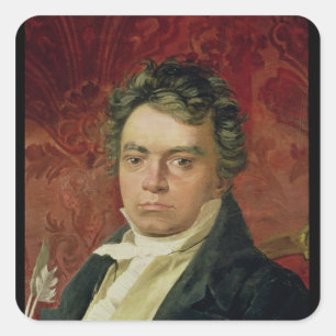 Pegatina Cuadrada Retrato de Ludwig van Beethoven