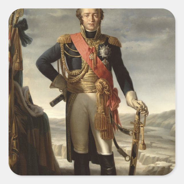 Pegatina Cuadrada Retrato de Luis Nicolas Davout (Anverso)