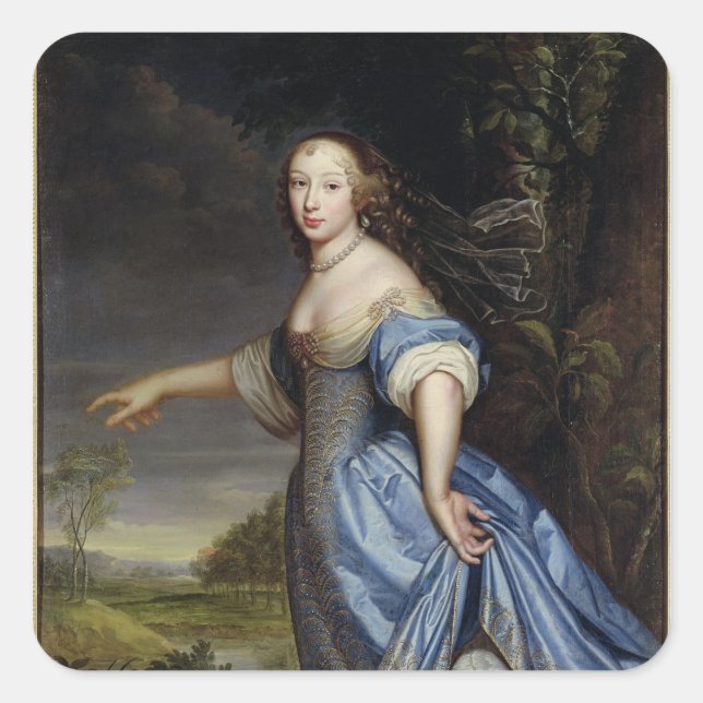 Pegatina Cuadrada Retrato de Madame de la Sabliere (Anverso)