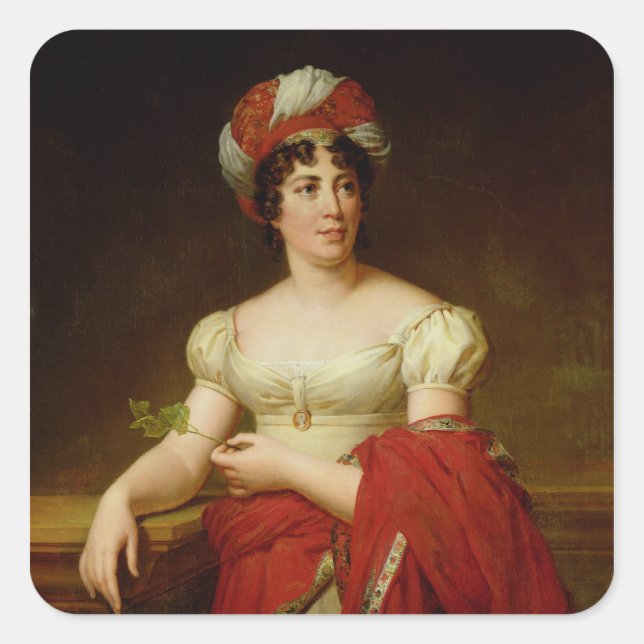 Pegatina Cuadrada Retrato de Madame de Stael (Anverso)