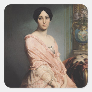 Pegatina Cuadrada Retrato de Madame F, 1850-51