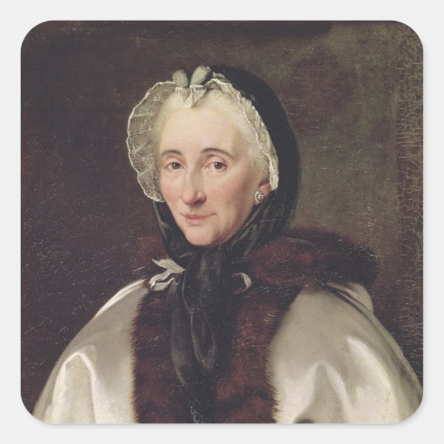 Pegatina Cuadrada Retrato de Madame Francoise de Graffigny (Anverso)